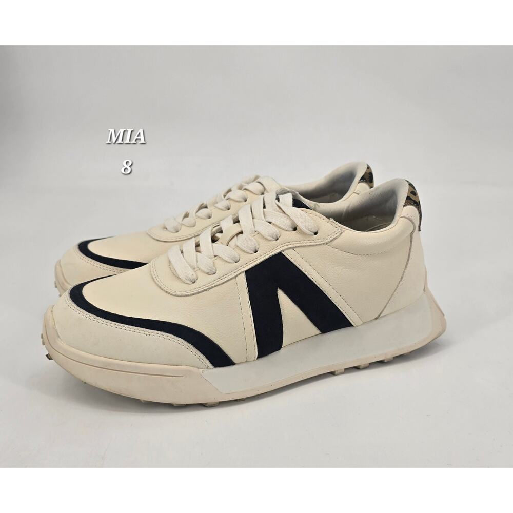 MIA Town Sneakers Womens 8 Cream Black Leopard Neutral Casual Athleisure Shoeโ
